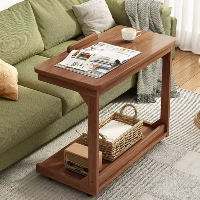 Table d'appoint Portable rabattable en bois massif, salon, chevet, canapé, bureau d'ordinateur, peti