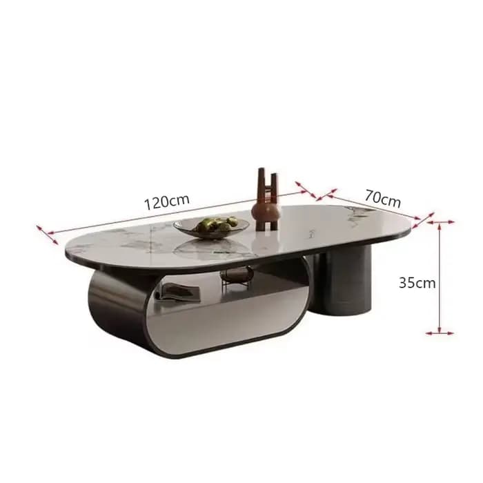 Petite table basse simple en acier inoxydable, plaque de roche nar, rangement léger, ménage de luxe,