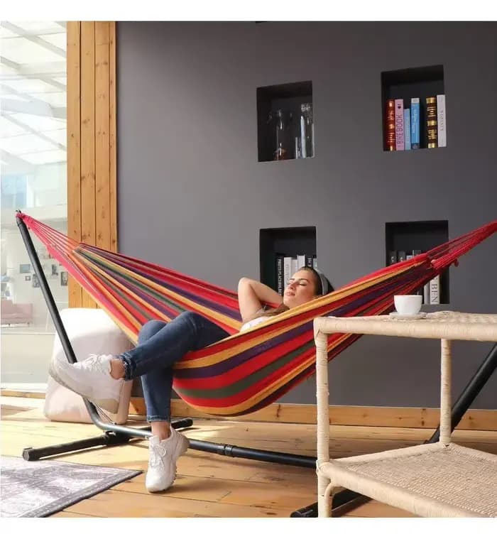 Hamac en toile de qualité supérieure pour Camping, balançoire extérieure avec cordes d'arbre, Suppor