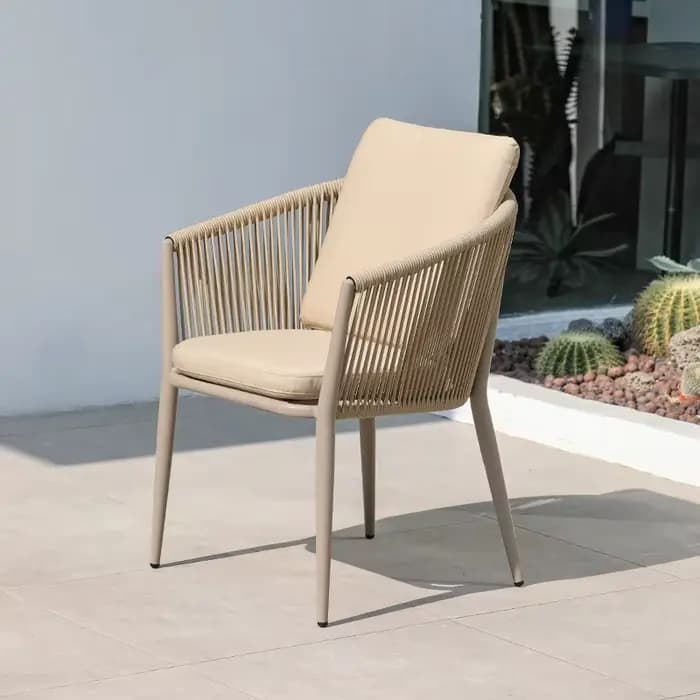 Fulin terrasse extérieur Restaurant Patio jardin ensemble meubles corde tissée chaise de salle à man