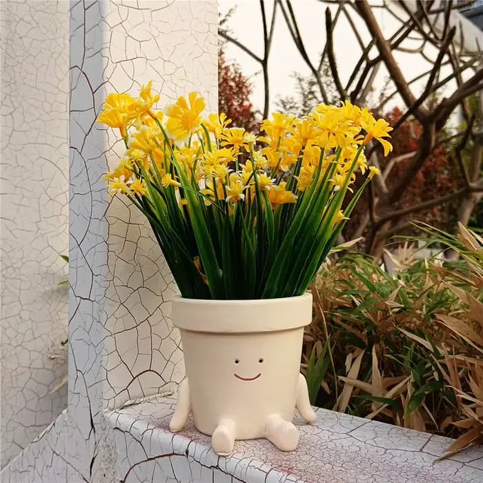 Jardinière de visage de sourire de chaise/balançoire, jardinières de tête mignonnes suspendues en ré