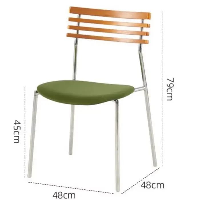 Chaises de salle à manger Vintage françaises en bois massif, cadre en acier inoxydable, avec dossier