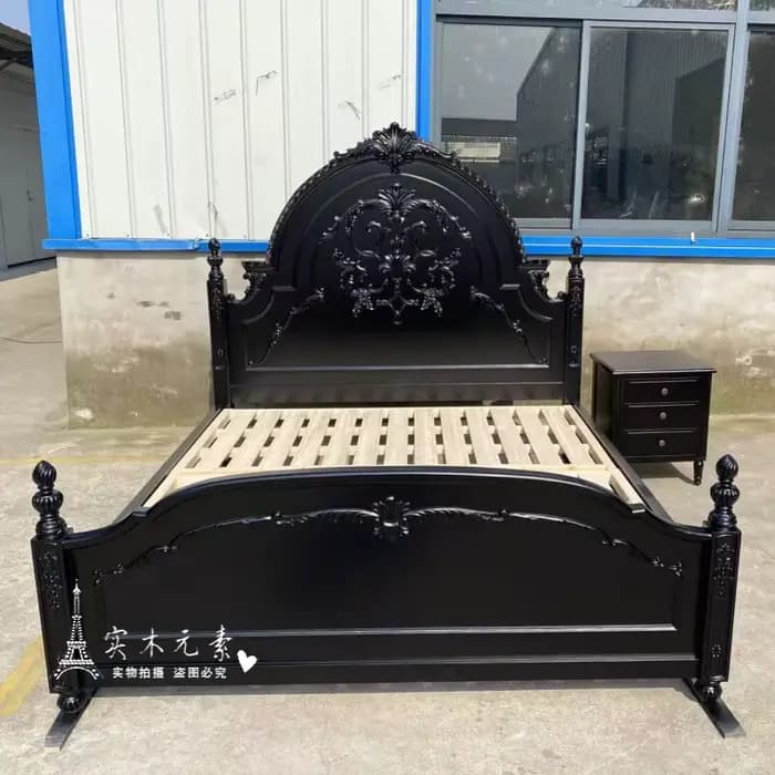 Lit de salon français, tables de chevet, tête de lit double moderne de luxe, meubles fantaisie pour