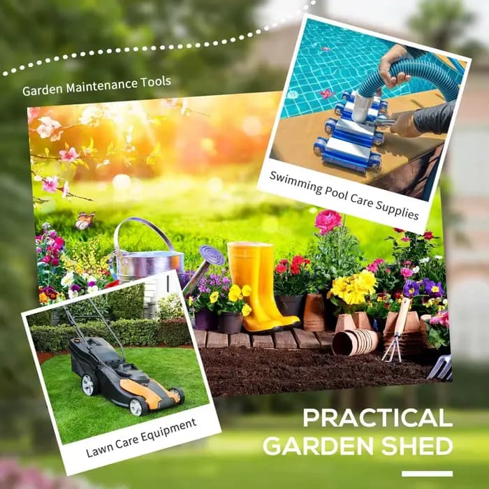 Abri de jardin en métal 8' x 4', hangar de rangement extérieur, maison à outils de jardin avec doubl