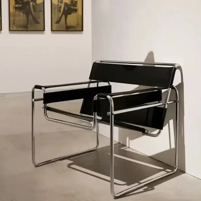 Fauteuil de détente individuel avec cadre en acier et métal, dossier et accoudoirs, pour salon, cham