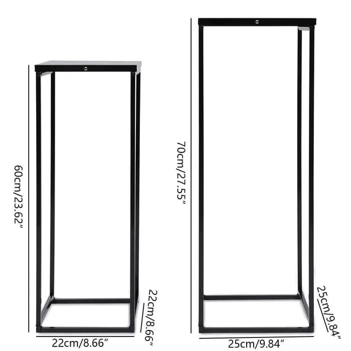 Support pour plantes noir, 2 pièces, carré en métal, support Durable pour fleurs, Patio, jardin, déc
