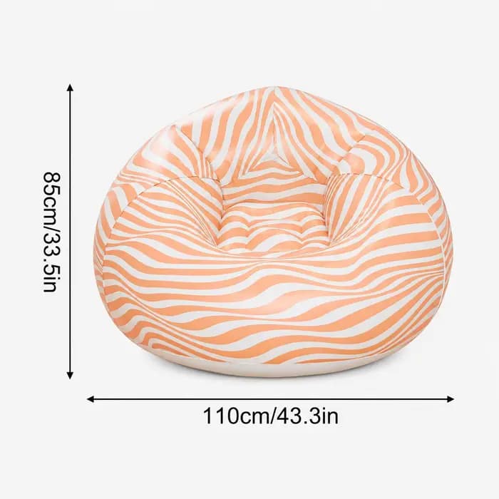 1PC Fauteuil gonflable type pouf, canapé gonflable rayé, chaise inclinable en PVC pour intérieur et