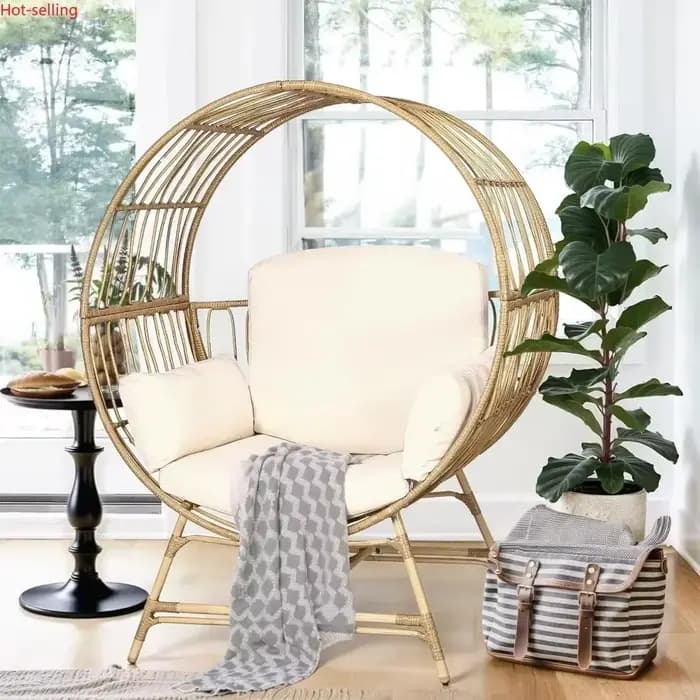 Fauteuil œuf d'extérieur et d'intérieur, best-seller, chaise en rotin surdimensionnée avec coussin é