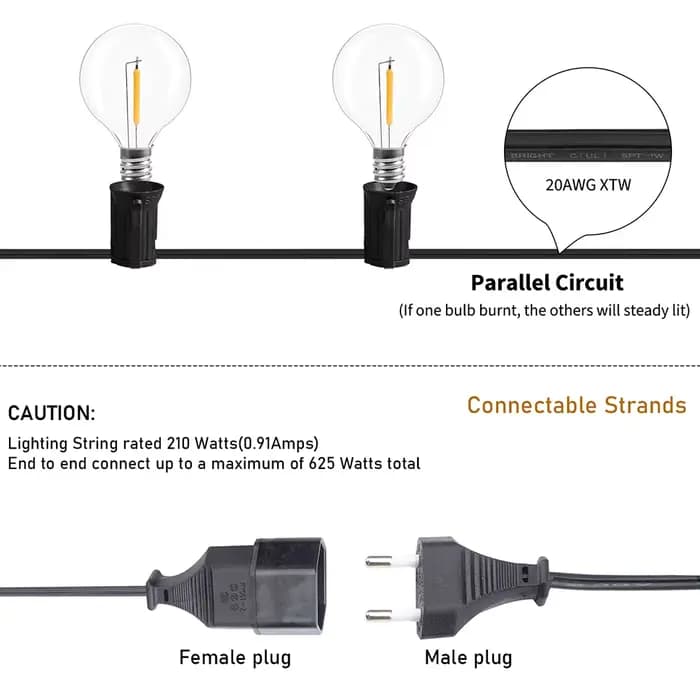 9 M/26 M feston LED Globe chaîne lumière fée LED G40 extérieur pour fête de noël jardin décor guirla