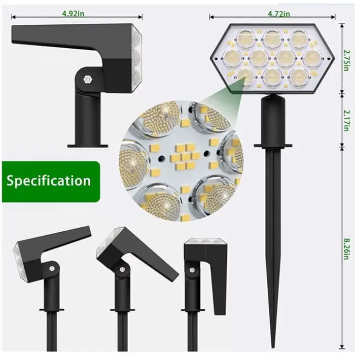 108 LED lumières solaires extérieures spots solaires projecteurs de paysage 92 LED réglable décorati