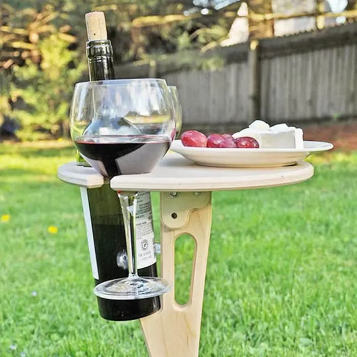 Table à vin en bois porte-vin table Portable extérieure pliante Table à vin en bois support pour ver
