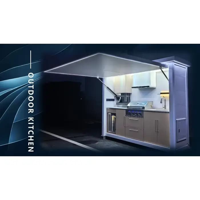 Ensemble de cuisine extérieure modulaire en acier inoxydable préfabriqué sur mesure avec comptoir de