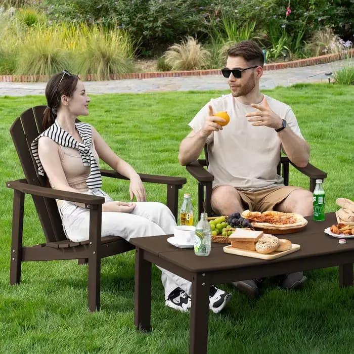 Ensemble de 4 chaises Adirondack empilables compactes, 26,3 pouces de large, en HDPE, pour patio ext
