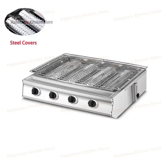 Grill de Barbecue à 4 Brûleurs en Acier Inoxydable avec Couvercle, pour Jardin, Cuisinière à Gaz GPL