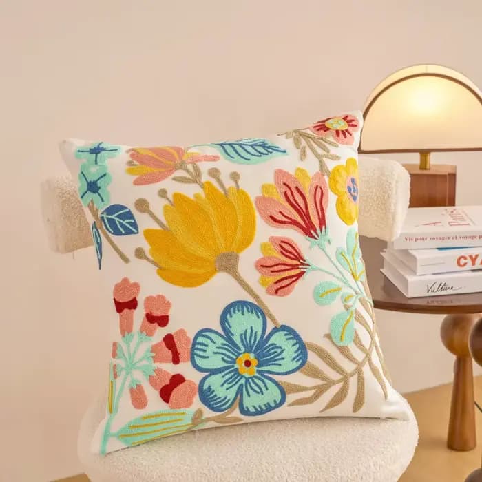 Housses de coussin brodées à fleurs de Style campagne, taie d'oreiller décorative pour la maison, ca