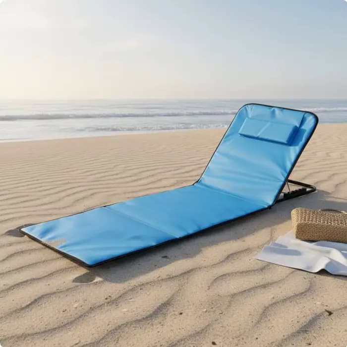 Chaise longue pliante Oxford pour la plage, lit de soleil réglable avec coussin intégré, chaise long
