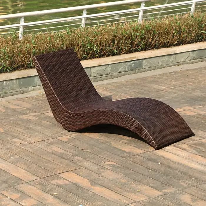 Chaise pliante d'extérieur en rotin, Chaise pliante de plage en métal pour piscine, Chaise longue re