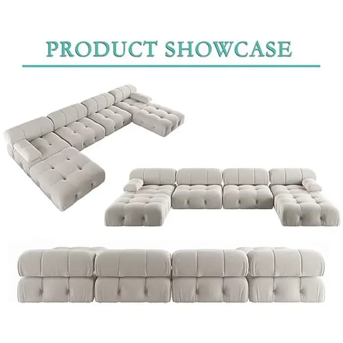 Sdorens Canapé sectionnel modulaire de 138 pouces Canapés en velours minimalistes modernes en forme