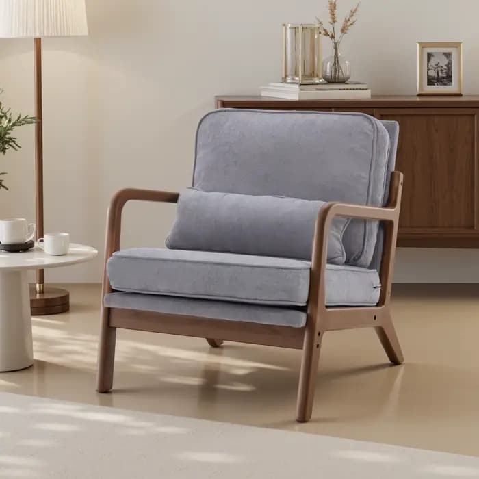 JHK chaise moderne du milieu du siècle chaise d'appoint avec accoudoirs et coussin de taille chaises