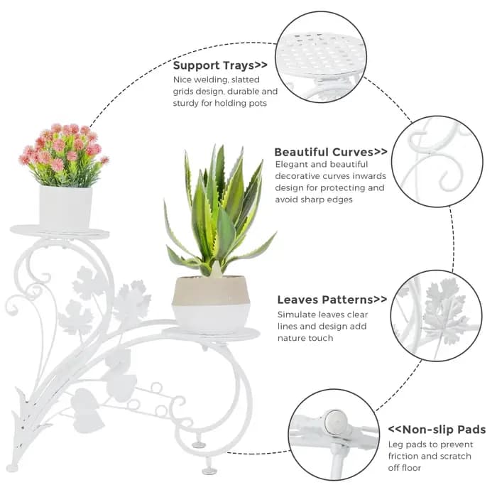 % A 2 pièces support pour plantes en métal antirouille 4 présentoir de fleurs en pot étagère pour ja