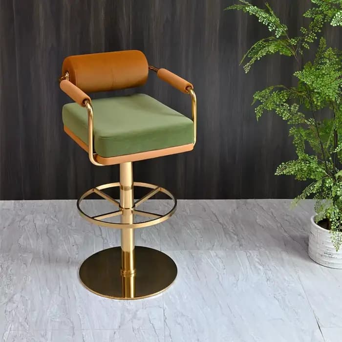 Tabourets de Bar de luxe modernes avec dossier et tabouret de Bar pivotant de comptoir de Base dorée