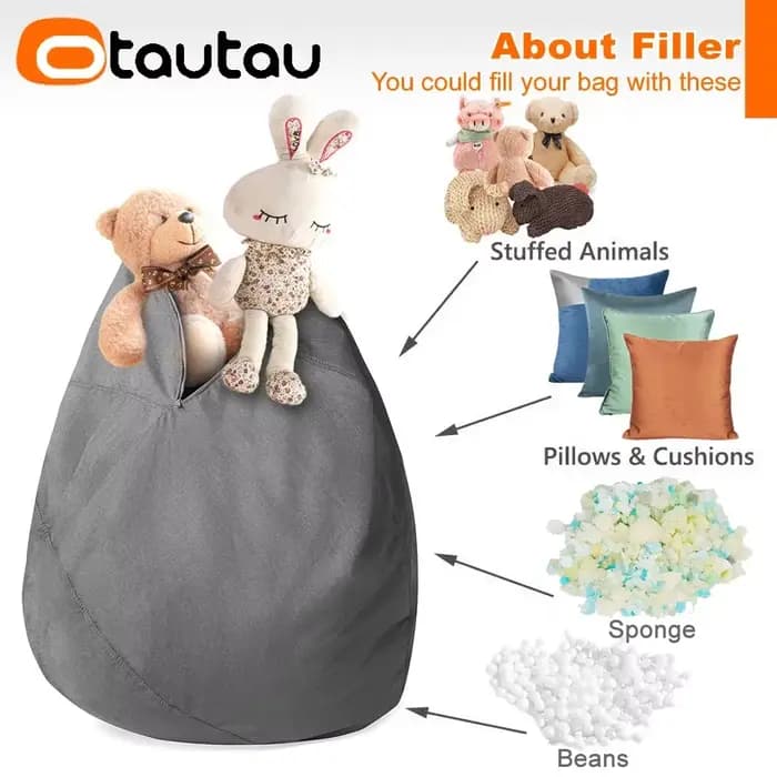 OTAUTAU-Grand pouf en coton et lin, housse sans remplissage, siège d'angle, pouf paresseux, chaise d