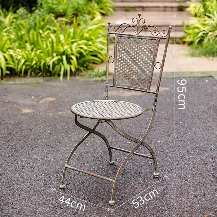 Table de jardin en fer Vintage européen, chaises basses pliables pour terrasse extérieure, décor ave