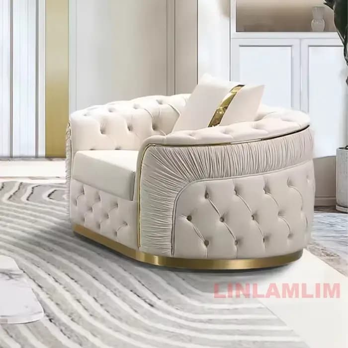 Ensemble de canapé sectionnel Chesterfield de luxe avec boutons en tissu et canapé modulaire en tiss