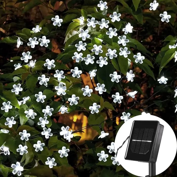 10 M/7 M chaîne solaire lumières de noël en plein air 100/50/20LED 8 Mode étanche fleur jardin fleur