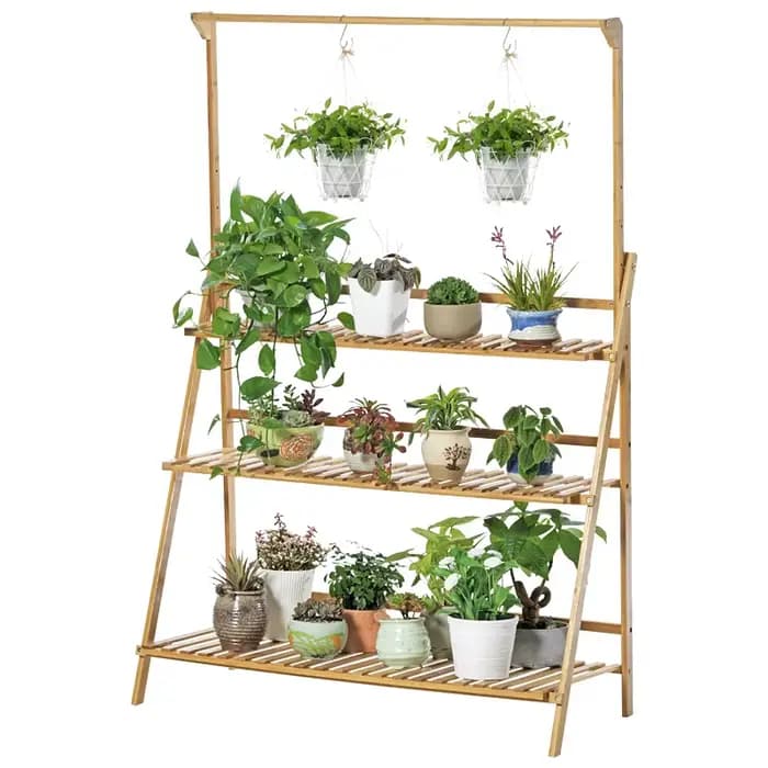 Jardinière suspendue en bois pliable, support pour plantes de balcon épaissi, étagère verticale à pl