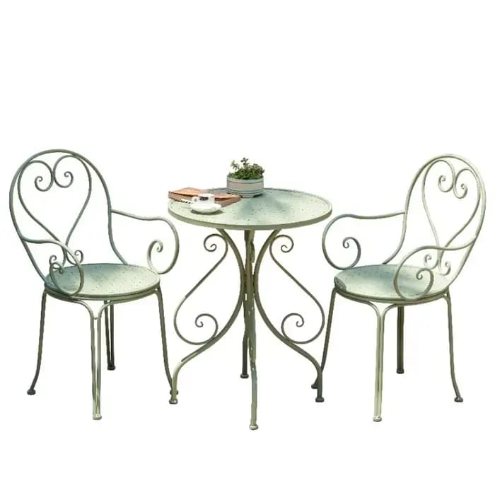 Tables et chaises de loisirs pour balcon, ensemble de meubles de jardin en fer forgé en trois pièces