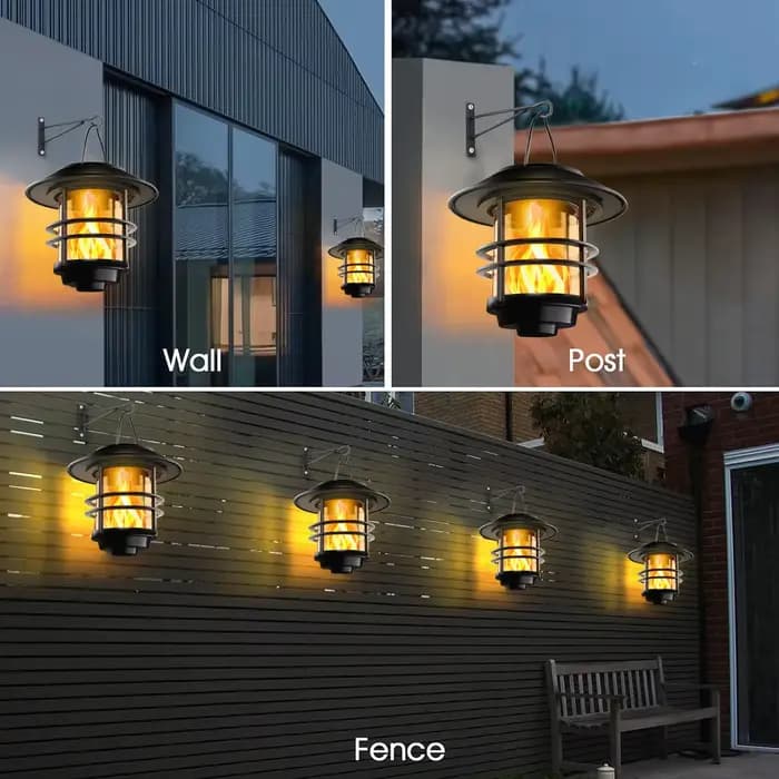 Lanterne Solaire Extérieure en Acier Inoxydable, 1 Pièce, Flammes Vacillantes, Imperméable, RapGlass