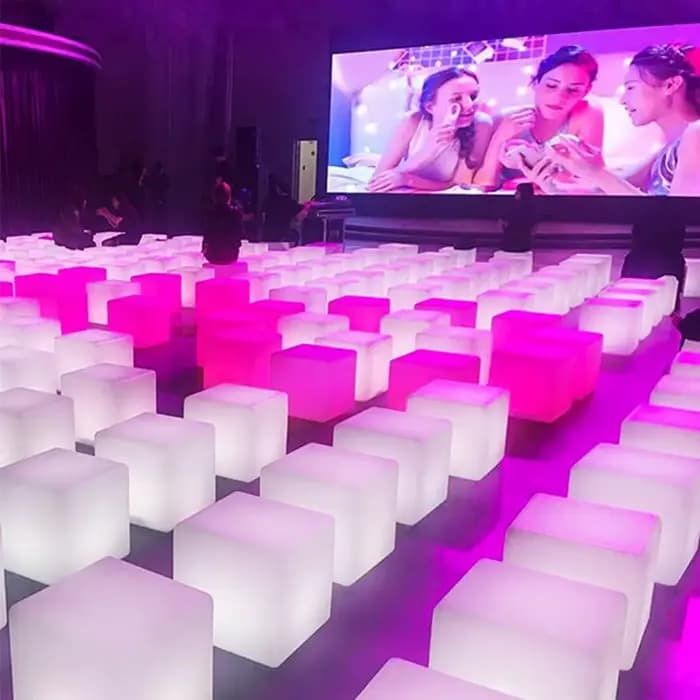 Tabouret Cube Shoous LED Rechargeable, Chaise Étanche, Décoration d'Activité de ixen Plein Air, Bar