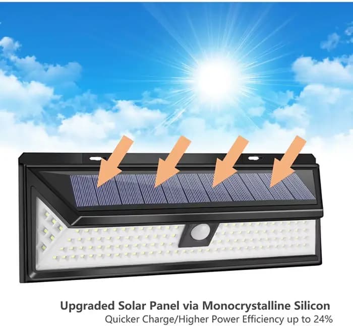 Applique murale solaire LED avec capteur extérieur, 118 lumières, 4400mAh, éclairage puissant, capte
