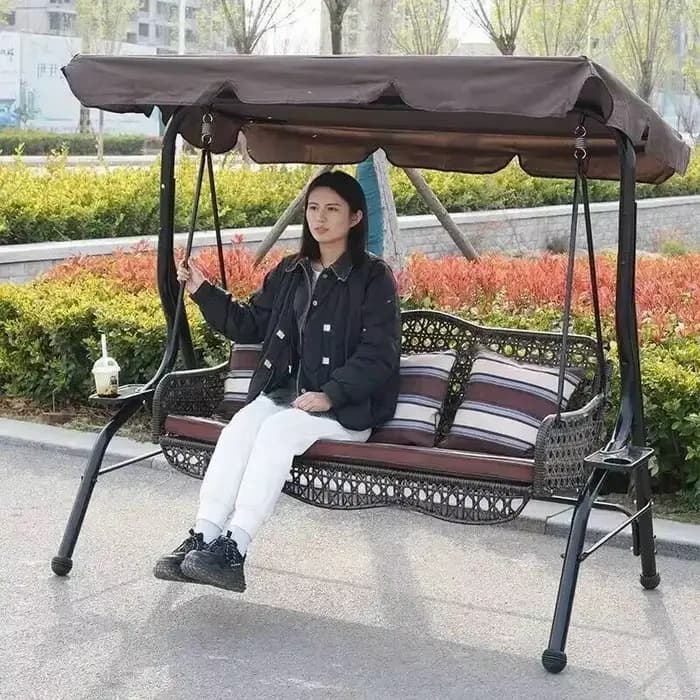 Fauteuil suspendu double pour jardin, cour et extérieur, chaise à bascule en fer forgé pour villa et