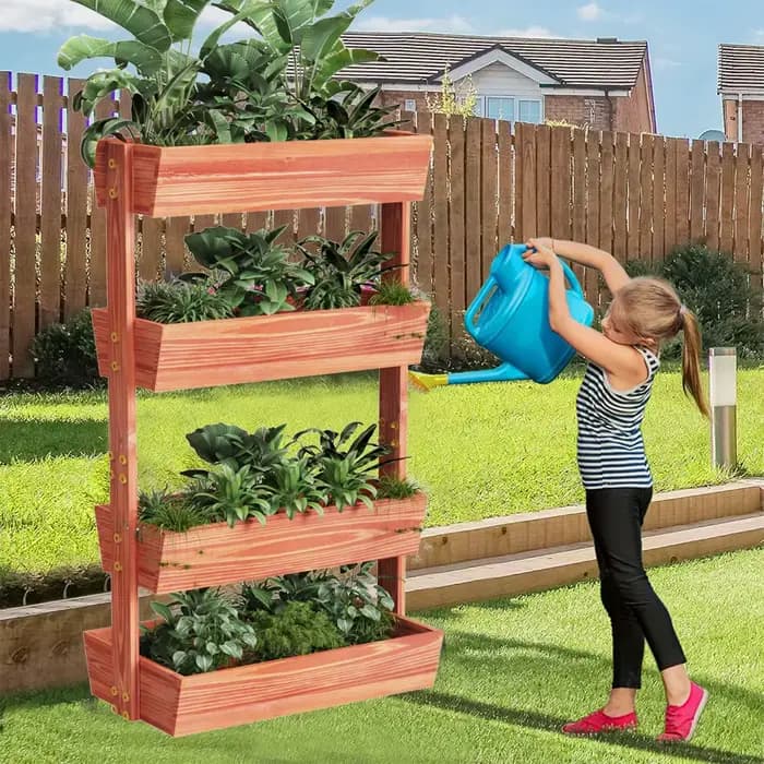 Lit de jardin suréWerà 4 niveaux, jardinière verticale en bois massif épais, récipient parfait