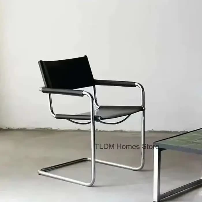Chaises De salle à manger noires en acier inoxydable, balcon en métal noir, chambre à coucher, chais