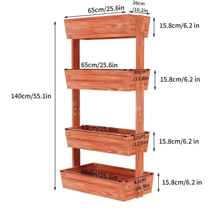 Lit de jardin suréWerà 4 niveaux, jardinière verticale en bois massif épais, récipient parfait