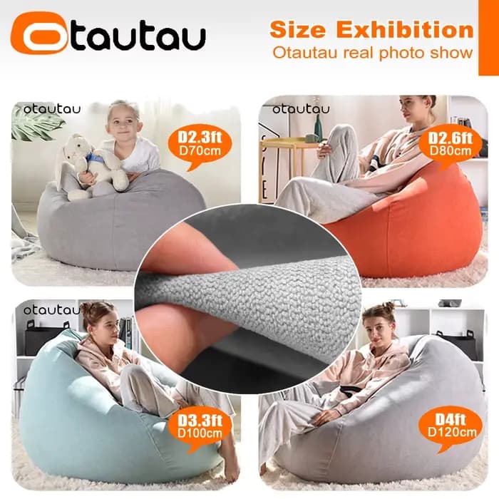 OTAUTAU épais imperméable coton pouf couverture sans remplissage extérieur Pouf chaise pouf bouffée