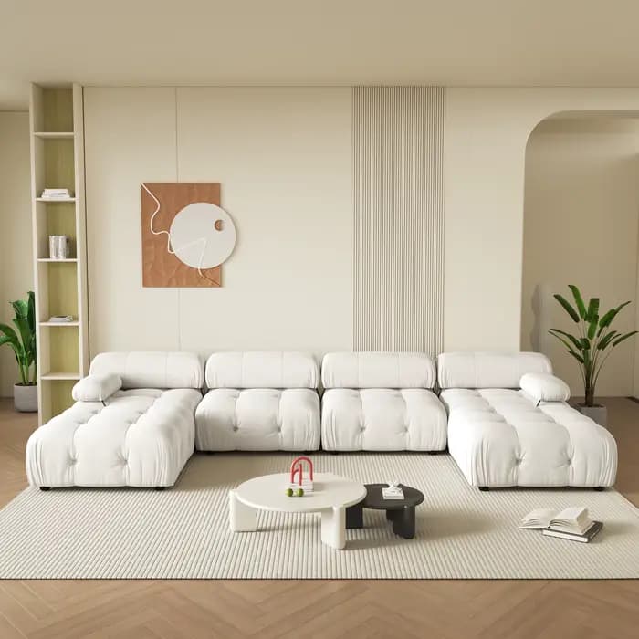 Sdorens Canapé sectionnel modulaire de 138 pouces Canapés en velours minimalistes modernes en forme