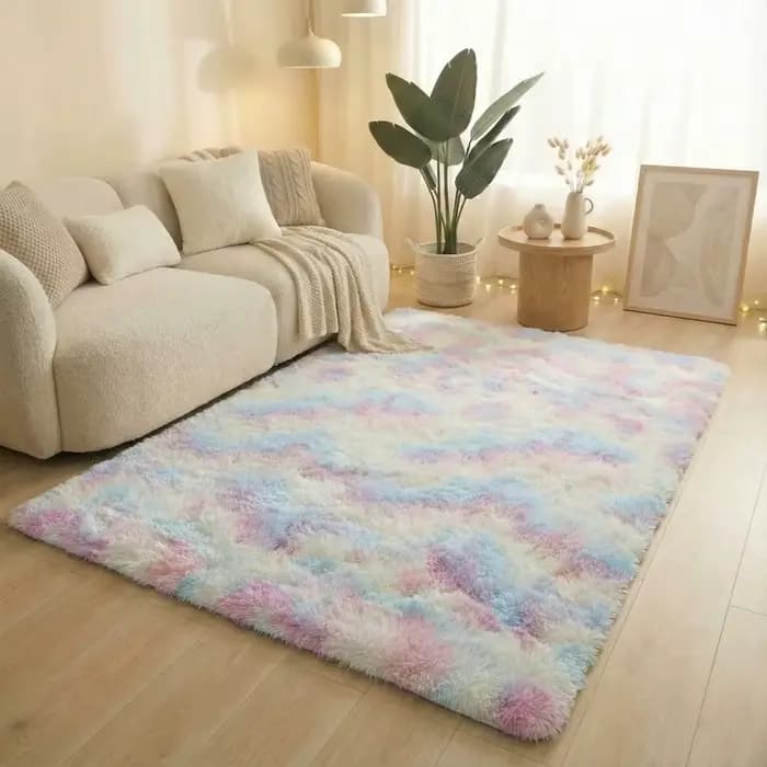 Tapis shaggy gris tie-dye, ultra doux, antidérapant, en peluche, pour chambre à coucher, salon, cham