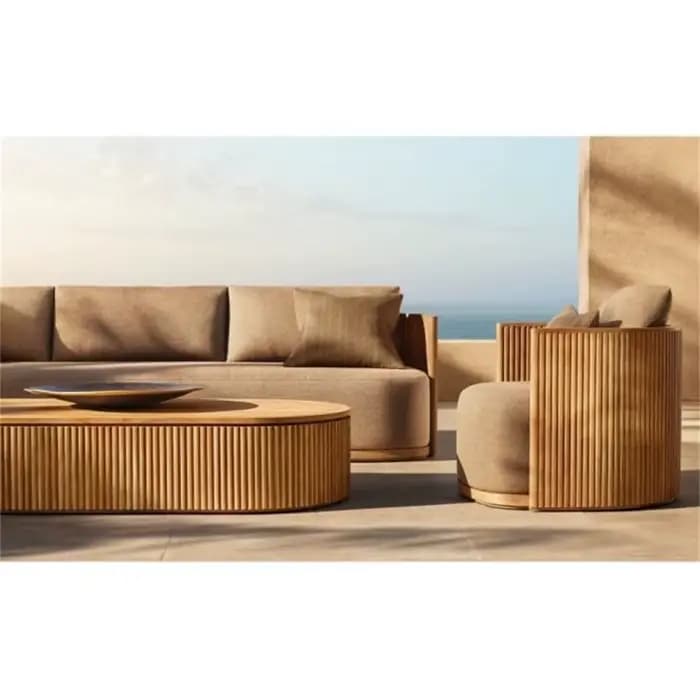 Mobilier de jardin extérieur personnalisé jardin patio teck ensemble de canapé sectionnel tissu impe