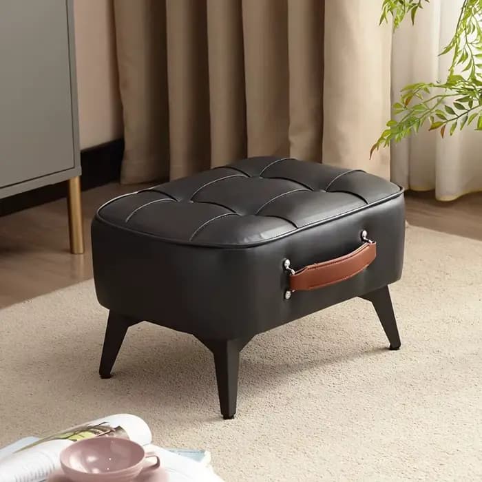 Repose-pieds ottoman en similicuir tendance, siège supplémentaire pour salon, entrée et bureau, repo
