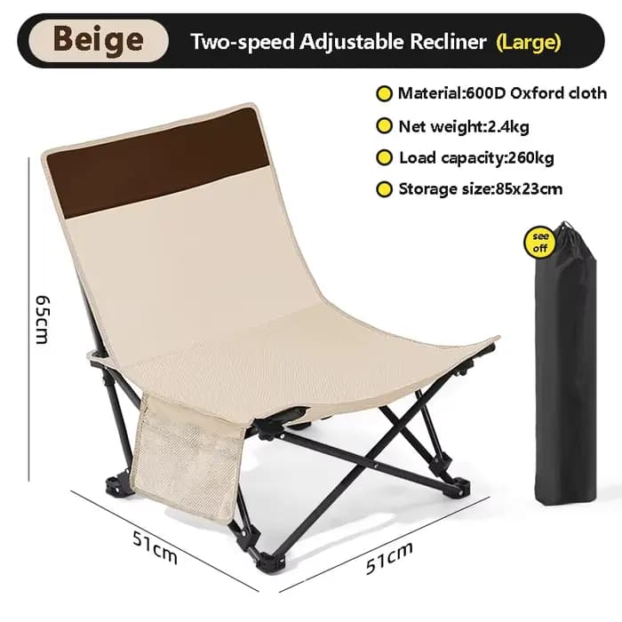 DIVEDEER Chaise de camping pliante d'extérieur, portable, double usage, type chaise lune, pour la pl
