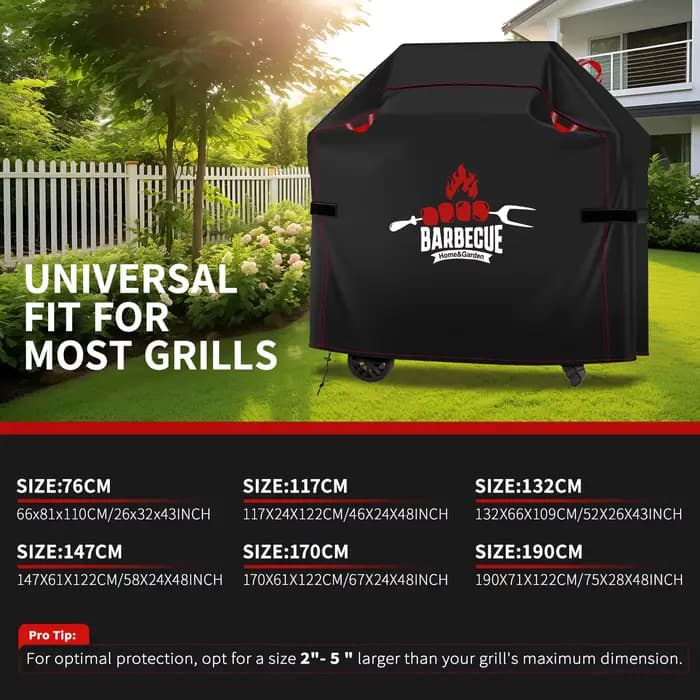 【Housse de barbecue Ry Red Line】Housse de barbecue d'extérieur, fabriquée en tissu Oxford résistant
