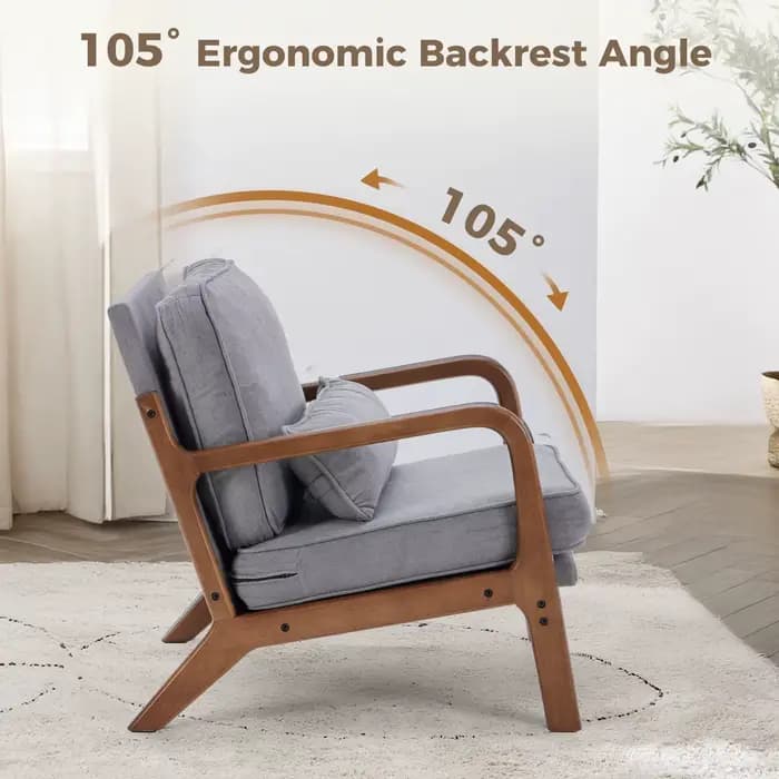 JHK chaise moderne du milieu du siècle chaise d'appoint avec accoudoirs et coussin de taille chaises