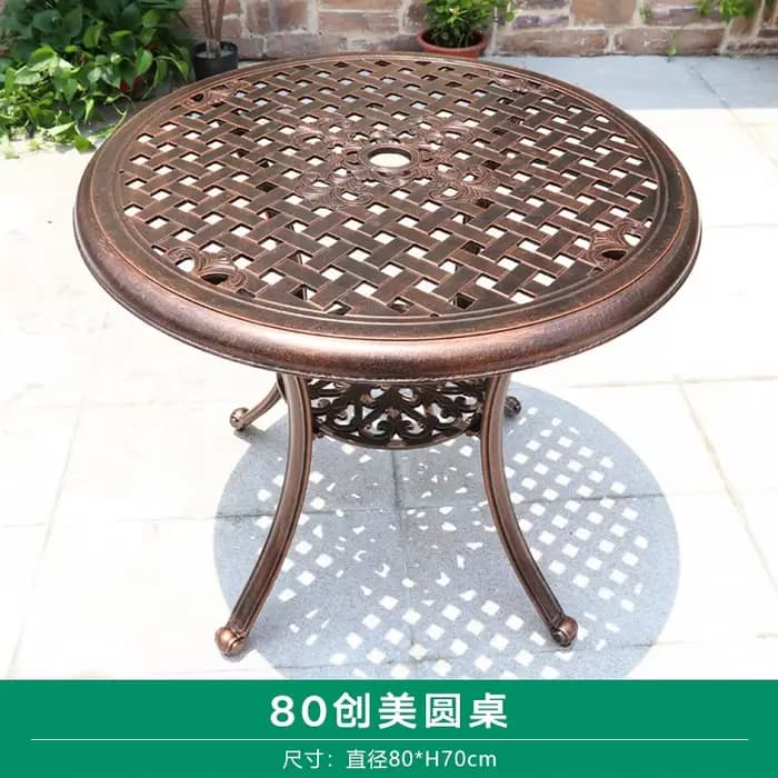Combinaison table et chaise d'extérieur tissées en fonte d'aluminium, table et chaise tissées en fon