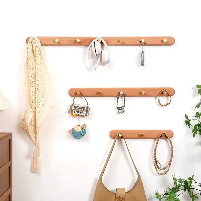Noyer noir bois massif laiton vêtements crochet entrée Foyer porte-manteaux tenture murale écharpe c
