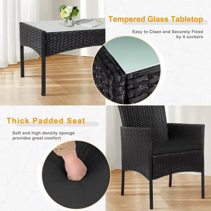 Ensemble de meubles de Conversation de Patio extérieur en osier de 4 pièces, ensembles de Conversati