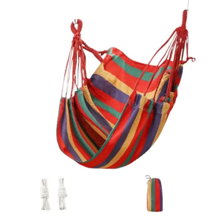 Fauteuil hamac confortable pour dortoir, chaise suspendue de jardin à rayures colorées et épaisses a